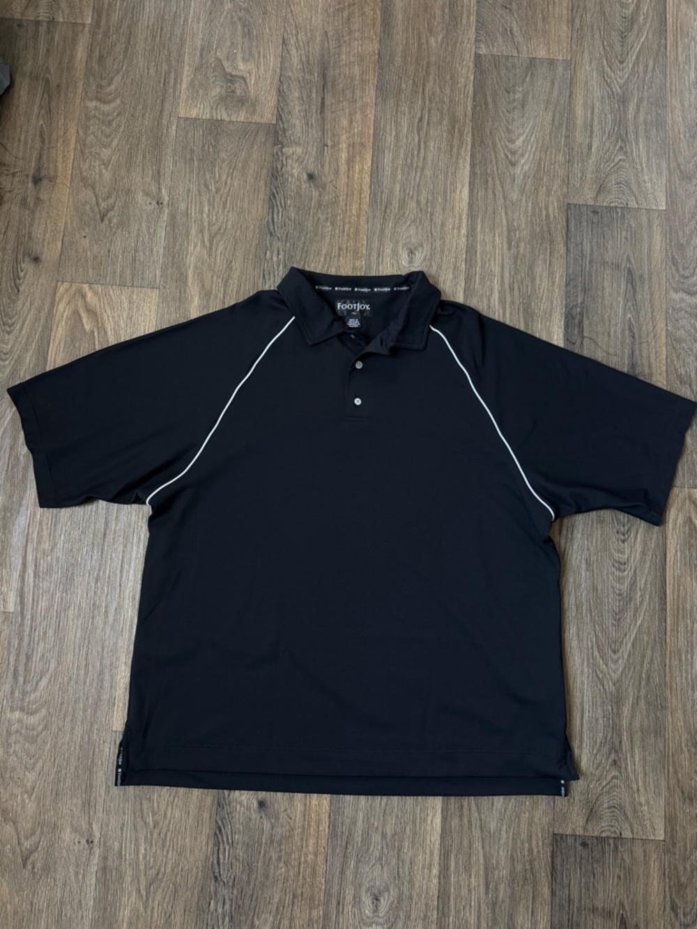 FootJoy Black Golf Polo with White Contrast Piping XL